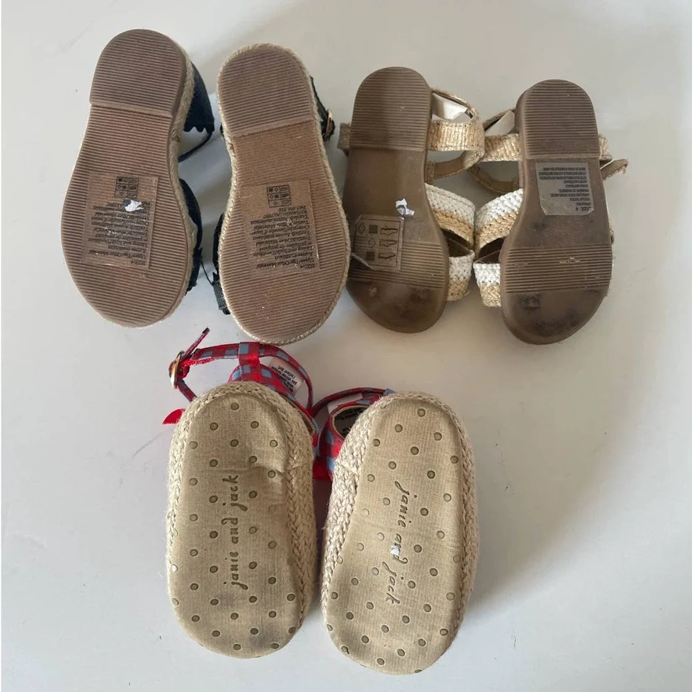Janie & Jack Baby Rafia and Espadrille Sandal Bundle, Size 3 & 4 ⬇️